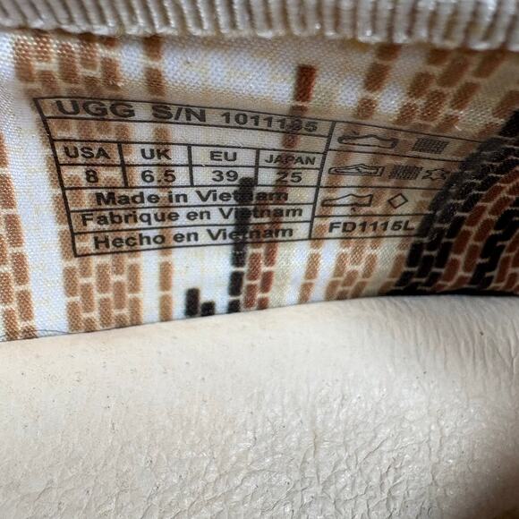 UGG Ivory Canvas Casual Slip On Peep Toe Bow Espidrille Women's Flats Sz 8 - Picture 7 of 7